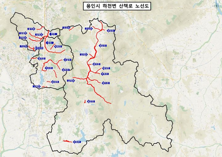 [용인=뉴시스] 하천 산책로 안내지도(사진=용인시 제공) *재판매 및 DB 금지