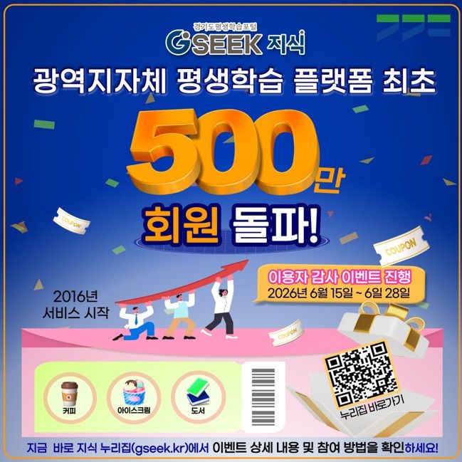 경기도평생학습포털 '지식', 광역단체 첫 500만 회원 돌파