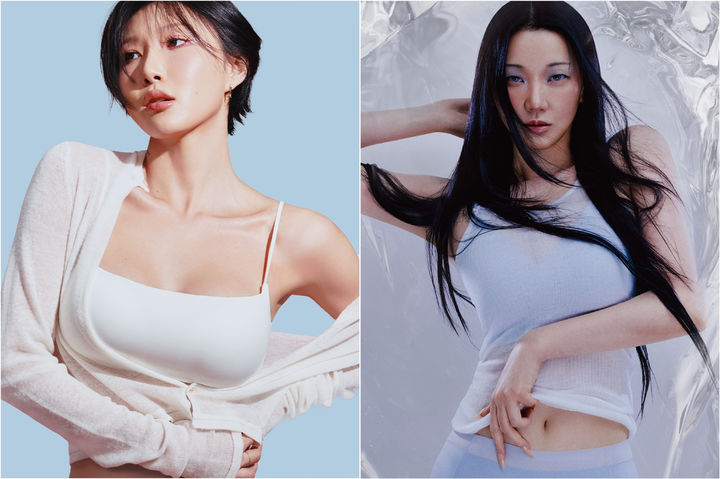 [서울=뉴시스] 컴포트랩과 가수 화사가 '아이 러브 마이 커브' 캠페인을 전개한다(왼쪽), 모델이 베리시 '아이스온' 제품을 착용하고 있다(오른쪽) (사진=컴포트랩, 베리시) 2026.06.15. photo@newsis.com *재판매 및 DB 금지