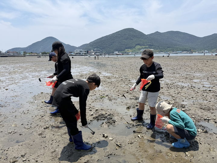 [창녕=뉴시스] 토요체험활동 갯벌 위의 탐험가 참가자들이 체험하고 있다. (사진= 창녕군 제공) 2026.06.15. photo@newsis.com *재판매 및 DB 금지