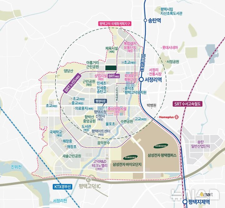 [서울=뉴시스] 고덕국제화계획지구 위치도.