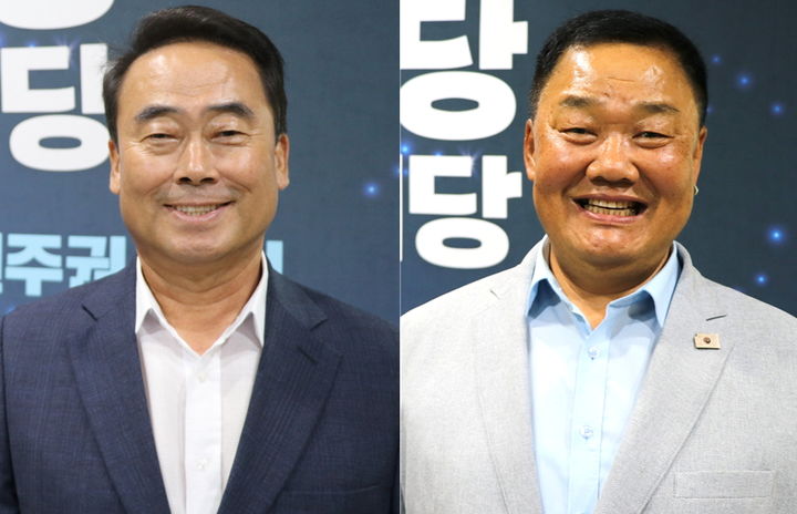 [대전=뉴시스]왼쪽부터 더불어민주당 조성칠·구본환 대전시의원. (사진= 민주당 시당 제공) *재판매 및 DB 금지