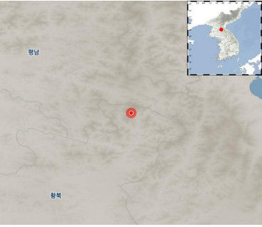 [서울=뉴시스]16일 오후 4시6분께 북한 평안남도 양덕 남남동쪽 16㎞ 해역에서 규모 2.4 지진이 발생했다. (사진=기상청) photo@newsis.com *재판매 및 DB 금지