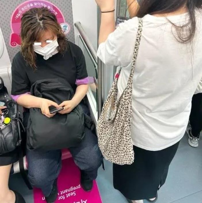 [서울=뉴시스] 지하철 임산부 배려석에 앉은 여성에게 양보를 요청했다가 "나도 임신했다"는 답을 들었다는 사연이 온라인에서 논란이 됐다. (사진=보배드림 캡처)