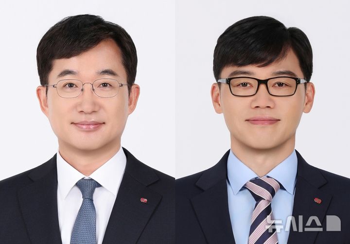 [세종=뉴시스]좌측부터 신임 상임이사로 선임된 백우기 전 영업본부장과 전찬혁 전 해외사업개발단장의 모습.(사진=한전 제공)