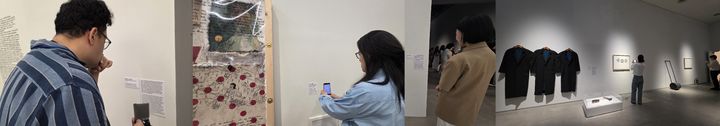 [사진=박현주 미술전문기자] 국립현대미술관 서울관 《이것은 개념미술이 (아니)다》 전시장. 작품 앞에 선 관람객들이 이미지를 보기보다 제목과 설명문을 읽으며 작품의 의미를 따라가고 있다. 2026.06.18. hyun@newsis.com *재판매 및 DB 금지
