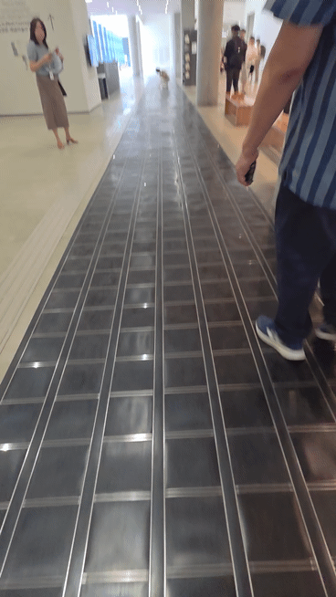 [사진=박현주 미술전문기자] 국립현대미술관 서울관 '이것은 개념미술이 (아니)다》'전시장. 홍명섭의 〈보이는 것을 보이지 않게 하기〉. 관객은 작품을 감상하기보다 그 위를 걸어 지나가며 작품 안으로 들어간다. 보는 행위보다 경험하는 행위를 제안하는 개념미술 작업. 2026.06.18. hyun@newsis.com *재판매 및 DB 금지