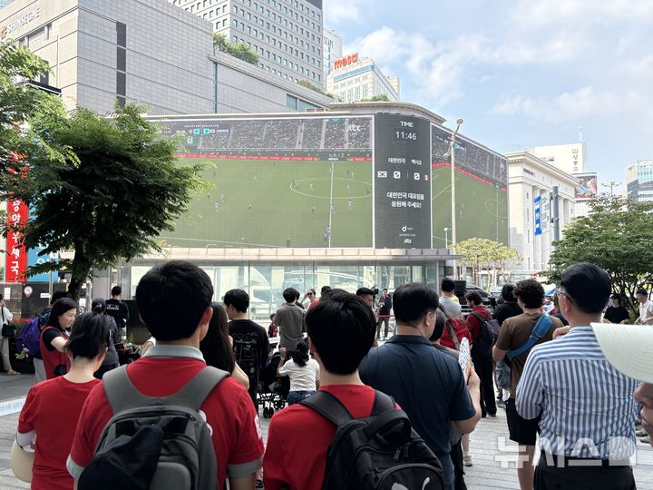 [현장]"초대형 스크린으로 만나는 월드컵" 붉은 물결, 명동도 채웠다