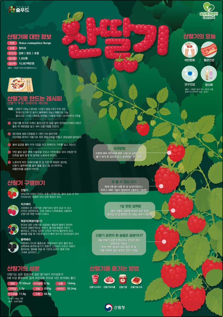 [대전=뉴시스] 6월 이달의 임산물로 선정된 산딸기.(사진=산림청 제공) *재판매 및 DB 금지