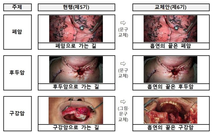 [세종=뉴시스]제6기 담뱃갑 경고그림 및 문구 표기내용. (사진=보건복지부 제공) 2026.06.21. photo@newsis.com *재판매 및 DB 금지