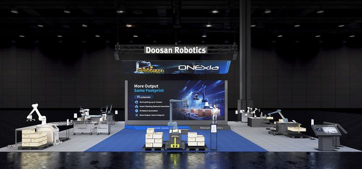 [서울=뉴시스] 미국 시카고에서 오는 25일(현지시간)까지 열리는 ‘오토메이트(Automate) 2026)에 참가할 두산로보틱스 부스 랜더링 이미지. (사진=두산로보틱스 제공) photo@newsis.com *재판매 및 DB 금지
