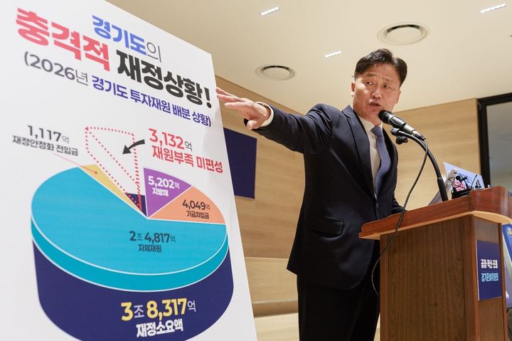 [수원=뉴시스] 김영진 경기준비위 부위원장이 22일 정책브리핑을 하고 있다. (사진=경기준비위 제공) 2026.06.22. photo@newsis.com *재판매 및 DB 금지