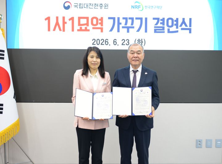 [대전=뉴시스] 한국연구재단 및 국가철도공단 충청본부가 국립대전현충원 '1사 1묘역 가꾸기'에 동참한다.(사진=국립대전현충원 제공) 2026.06.23. photo@newsis.com *재판매 및 DB 금지