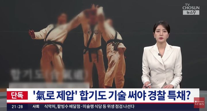 [서울=뉴시스] 논란이 되고 있는 합기도 단체 시범 영상의 일부분. (사진출처:TV조선)2026.06.23
