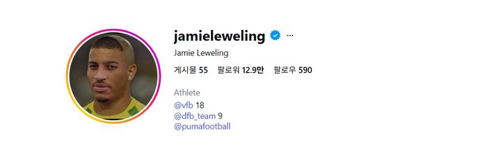 [서울=뉴시스] 독일 축구 대표팀의 제이미 레벨링이 호나우두의 삼각 앞머리를 합성해 올린 사진. (사진 = 레벨링 인스타그램 캡처) *재판매 및 DB 금지
