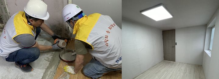 [울산=뉴시스] 에너지 취약 계층인 울주군 한 조손가구에서 한국동서발전의 사회공헌사업인 신박한 에너지정리 사업으로 주거환경을 개선공사가 진행되고 있다. (사진=한국동서발전 제공) 2026.06.25. photo@newsis.com *재판매 및 DB 금지