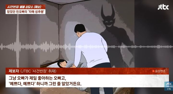 [서울=뉴시스]친오빠 성추행 자료화면(사진출처:jtbc '사건반장')2026.06.25
