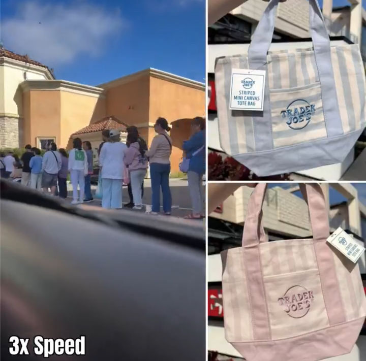 [서울=뉴시스] 미국 식료품 체인 트레이더 조(Trader Joe's)의 새로운 스트라이프 미니 토트백이 출시되자마자 품절됐다. (사진=X 캡처)