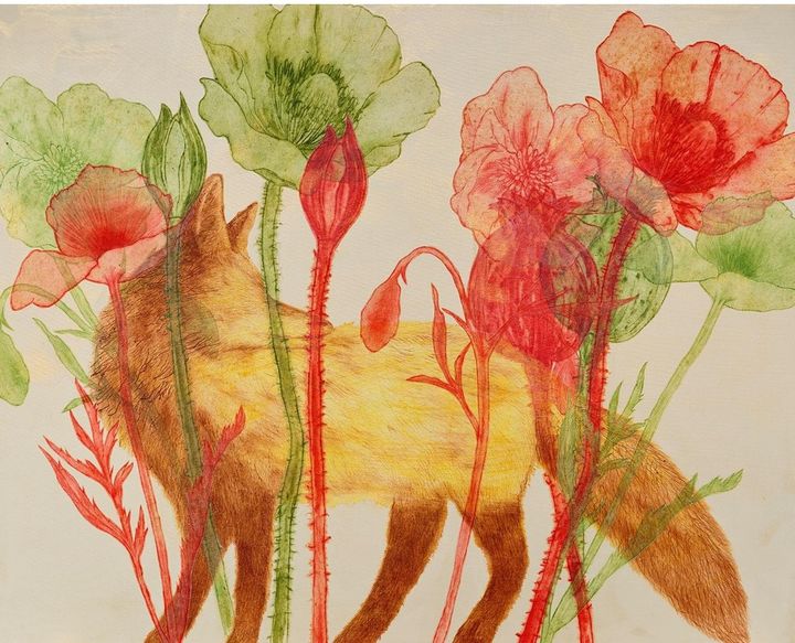 김미로 Fox Fever 2026 Drypoint collagraph on Hanji, collage on canvas 90.9x72.7cm *재판매 및 DB 금지