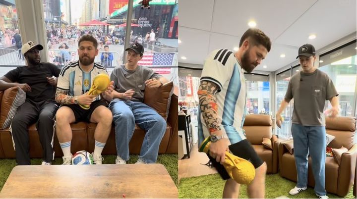 [서울=뉴시스] 폭스 원이 선발한 '월드컵 최고 관람자(Chief World Cup Watcher)'로 선정된 케빈 아코토와 오스틴 프랭클린은 모든 월드컵 경기를 관람하고 있다. (사진출처=오스틴 프랭클린 인스타그램 캡처)