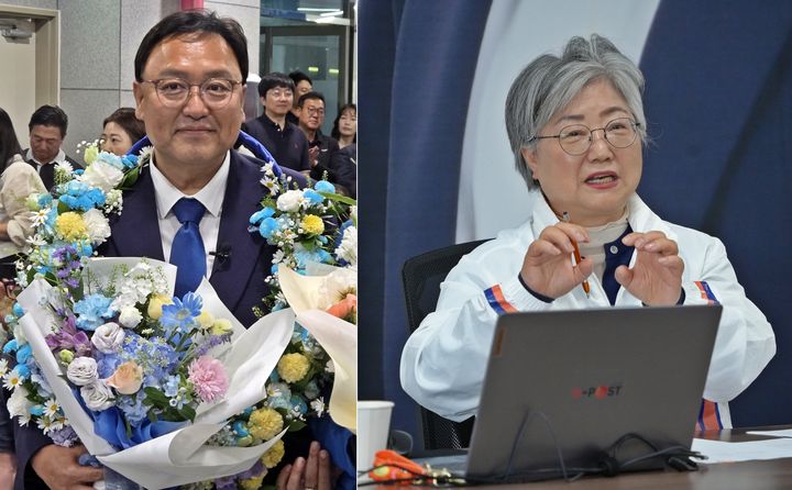 [세종=뉴시스] 송승화 기자 = (왼쪽)조상호 세종시장, 강미애 세종교육감 당선인. 2026.06.29. photo@newsis.com. *재판매 및 DB 금지