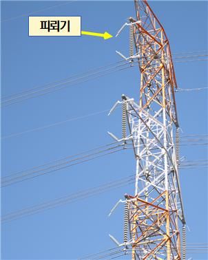[세종=뉴시스]송전선로 피뢰기 사진이다.(사진= 한전 제공) *재판매 및 DB 금지