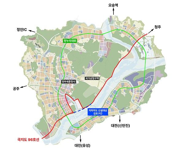 [세종=뉴시스] 국지도 96호선 지하차도 신설대상 검토구간.(사진=행정중심복합도시건설청).2026.06.30. photo@newsis.com. *재판매 및 DB 금지