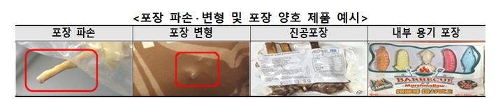 [서울=뉴시스] 아웃도어 식품 포장 파손·변형 및 포장 양호 제품 예시(사진=한국소비자원 제공) *재판매 및 DB 금지 *재판매 및 DB 금지