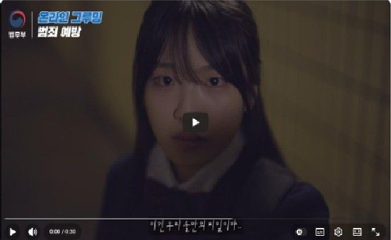 [서울=뉴시스] 법무부가 아동·청소년 대상 디지털 성범죄를 예방하는 차원으로 온라인 그루밍 범죄 예방 영상을 송출한다. 사진은 유튜브에 송출된 영상 일부. (사진=법무부 제공) 2026.07.01. photo@newsis.com *재판매 및 DB 금지