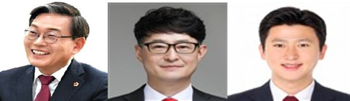 [부산=뉴시스] (왼쪽부터) 제10대 부산시의회 국민의힘 교섭단체 대표 박종철, 부대표 이용운, 대변인 최종원 시의원. (사진=국민의힘 부산시당 제공) 2026.07.01. photo@newsis.com *재판매 및 DB 금지