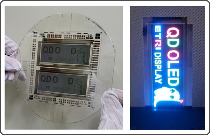 [대전=뉴시스] ETRI 단일 기판 적층형 QD-OLED 디스플레이 패널. *재판매 및 DB 금지