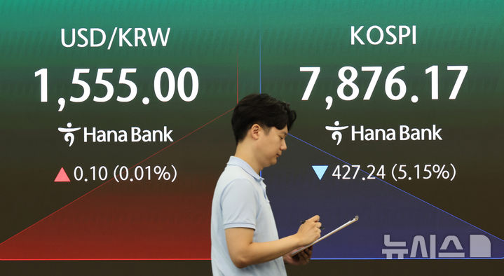 [서울=뉴시스] 김금보 기자 = 2일 오전 서울 중구 하나은행 딜링룸 전광판에 지수가 표시되고 있다. 2026.07.02. kgb@newsis.com