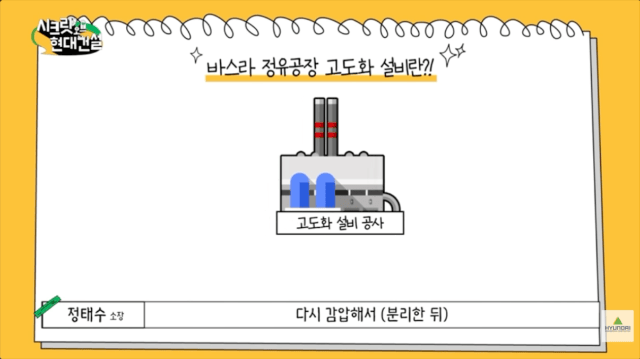 1차 설비에서 발생한 잔여물은 고도화 설비에서 감압 과정과 크래킹 과정을 거쳐 휘발유가 된다.(사진=현대건설 유튜브 갈무리) *재판매 및 DB 금지