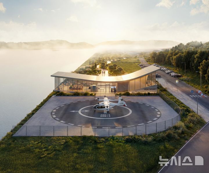 [창원=뉴시스]경남 고성군 해양체험 복합관광공간 버티포트(vertiport, 수직 이착륙 항공기의 이착륙·지상운용 시설) 예상도.(자료=경남도 제공) 2026.07.06. photo@newsis.com