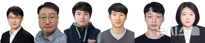 GIST-인하대 공동연구팀 단체사진- (왼쪽부터) GIST 윤명한 교수(공동 교신저자), 인하대학교 신봉섭 교수(공동 교신저자), GIST 나현준(공동 제1저자), 인하대학교 홍영범(공동 제1저자), GIST 조일영(공동 제1저자), GIST 이다영(공동 제1저자) (사진=GIST 제공) photo@newsis.com