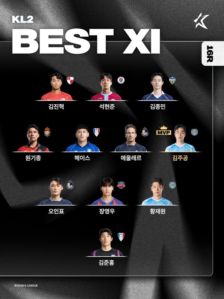 [서울=뉴시스] 프로축구 K리그2 16라운드 베스트일레븐 이미지 (사진=한국프로축구연맹 제공) 2026.07.07. photo@newsis.com *재판매 및 DB 금지