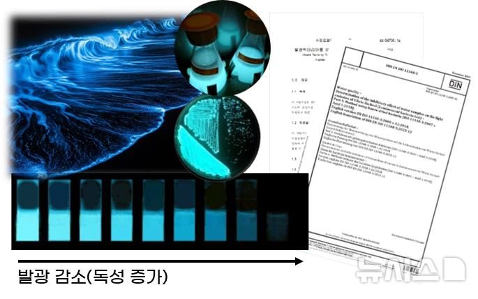 [서울=뉴시스] 발광박테리아 독성 강도별 발광 변화.