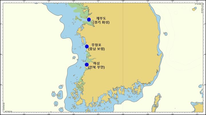 서해안 바다갈라짐 조사 구역도(사진=서해해양조사사무소 제공) *재판매 및 DB 금지