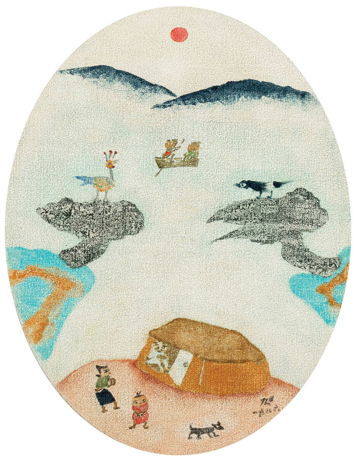장욱진 Chang UcChin 1918 - 1990 강 풍경 oil on canvas 41.5×31.5cm , 1986,1억6000만~2억 원 *재판매 및 DB 금지