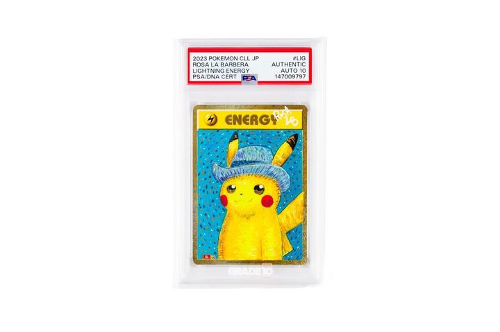 전 세계 단 한 점뿐인 핸드페인팅 반 고흐 Lightning Energy 카드 . 2023 Rosa La Barbera x Van Gogh Pikachu 1/1 *재판매 및 DB 금지