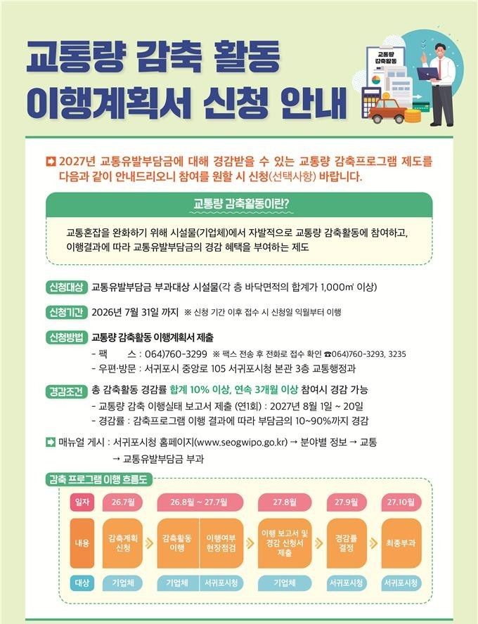 [서귀포=뉴시스] 교통량 감축 활동 이행계획서 신청 안내 홍보물. (사진=서귀포시 제공) 2026.07.10. photo@newsis.com *재판매 및 DB 금지