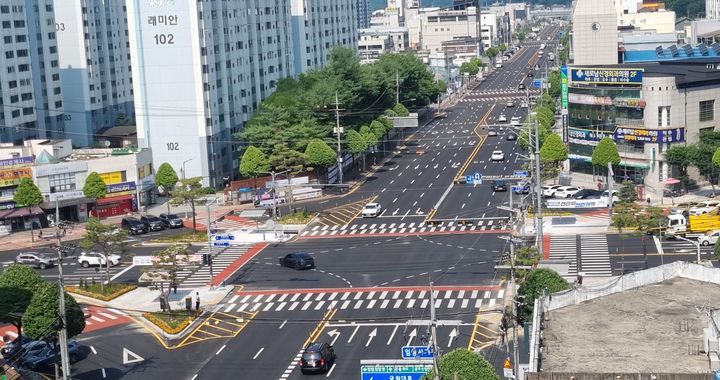 연수천분구 도심침수예방사업 준공 후 충주시 임광사거리 전경(사진=충주시 제공) *재판매 및 DB 금지