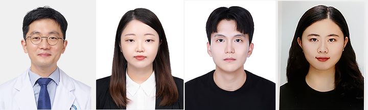[수원=뉴시스] 아주대병원 노성현(왼쪽부터) 교수, 경북대 김수현 교수, 아주대의대 조호연 학부생, 경북대 이다인 대학원생. (사진=아주대병원 제공) 2026.07.13. photo@newsis.com *재판매 및 DB 금지