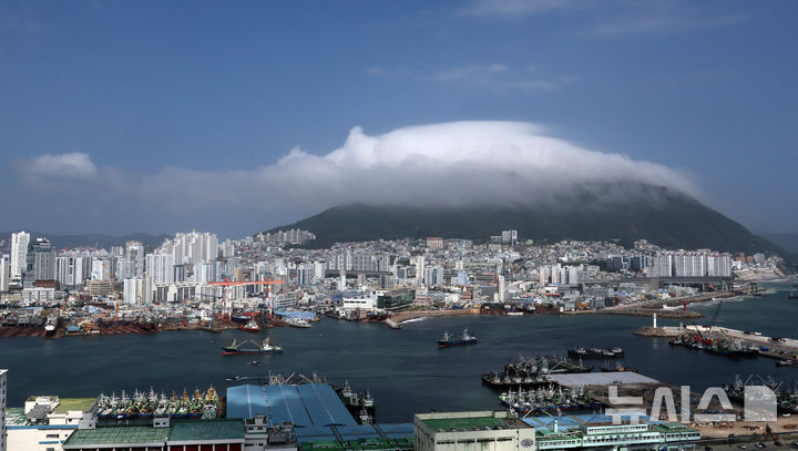  [부산=뉴시스] 하경민 기자 = 부산지역에 폭염특보가 발효 중인 지난달 13일 영도구 봉래산 일대가 짙은 해무(바다안개)로 뒤덮여 장관을 연출하고 있다. 2026.07.13. yulnetphoto@newsis.com