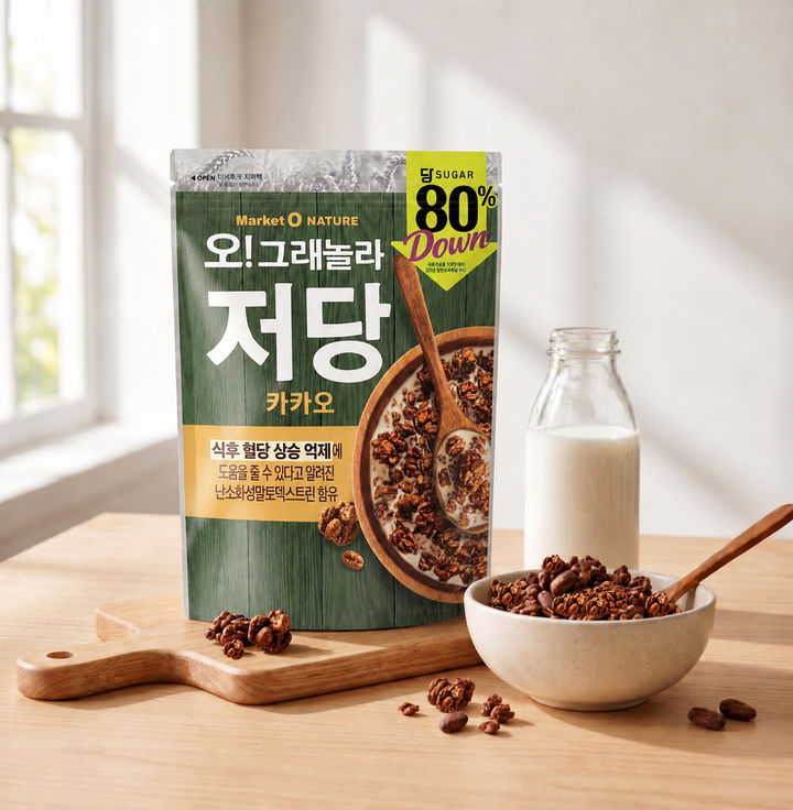 [서울=뉴시스] 오리온, 마켓오네이처 '오!그래놀라 저당 카카오' (사진=오리온 제공) *재판매 및 DB 금지