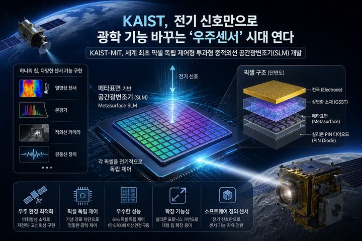 [대전=뉴시스] KAIST가 MIT와 공동연구를 통해 빛을 원하는 방식으로 자유롭게 제어하는 초소형 광학 칩을 세계 최초로 개발했다. 연구 모식도.(사진=KAIST 제공) *재판매 및 DB 금지