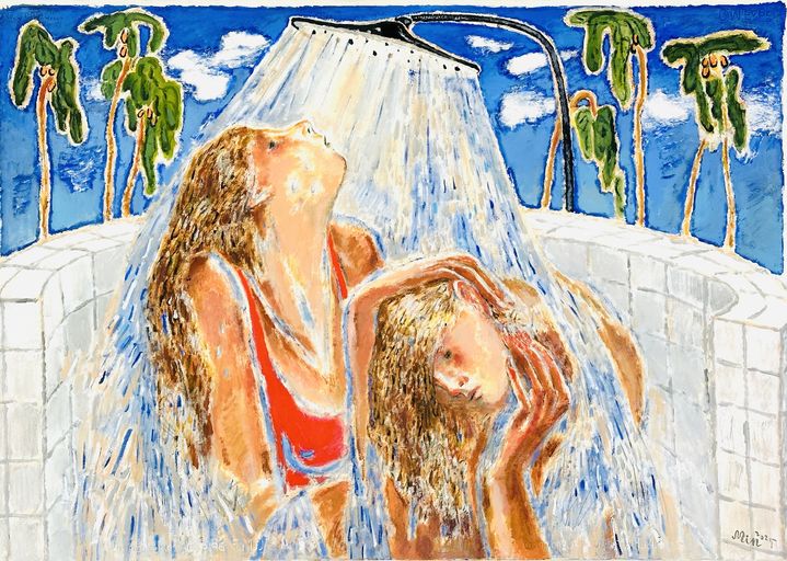 [대구=뉴시스] 이재민, Shower, 2025, Acrylic, oil, ink and gouache on paper, 70x100cm. (사진 = 대구 신세계갤러리 제공) 2026.07.16. photo@newsis.com *재판매 및 DB 금지