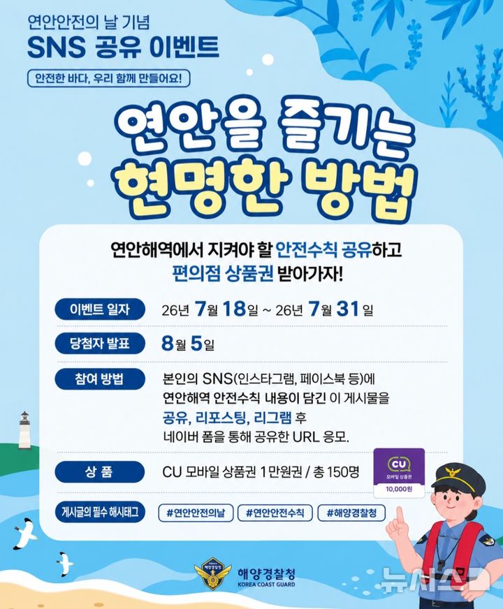 7월18일은 '연안안전의 날'…수칙 이벤트·순찰 볼런투어