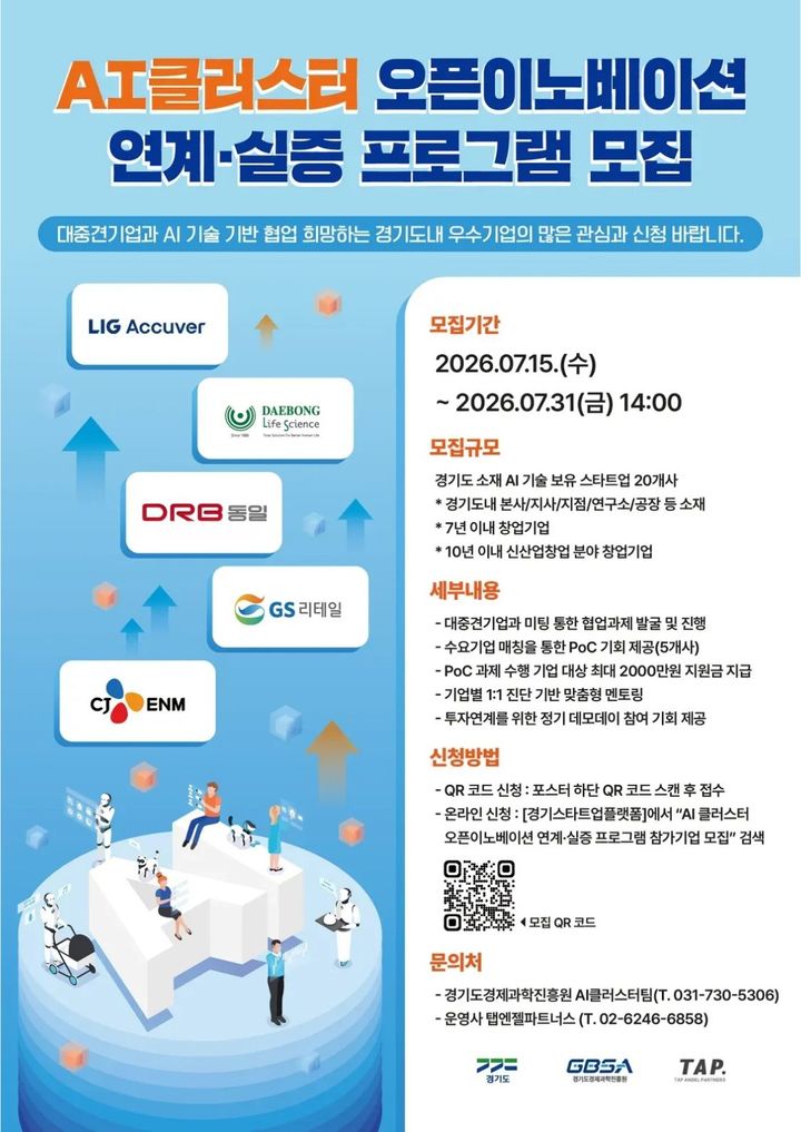 '2026년 AI 클러스터 오픈이노베이션 연계·실증 프로그램' 포스터(사진=경기도경제과학진흥원 제공) *재판매 및 DB 금지