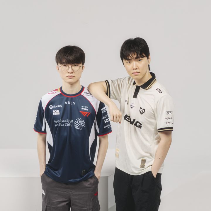 [서울=뉴시스] (왼쪽부터) 리그 오브 레전드(LoL) e스포츠 프로게이머 '페이커' 이상혁(T1), '쵸비' 정지훈(젠지). 2026.07.19. (사진=EWC 엑스) *재판매 및 DB 금지